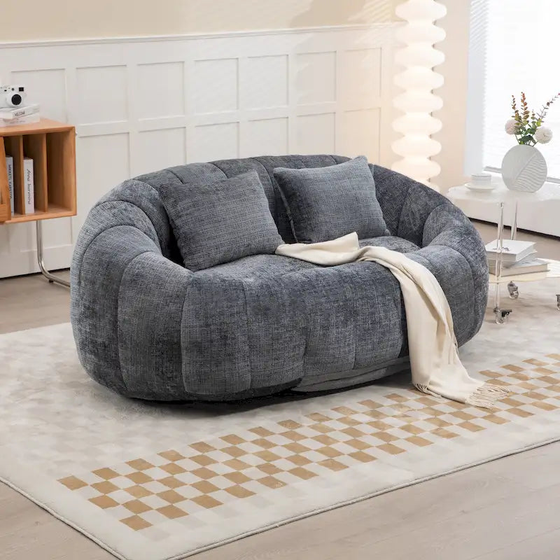 Causeuse transat en chenille gris moderne 59