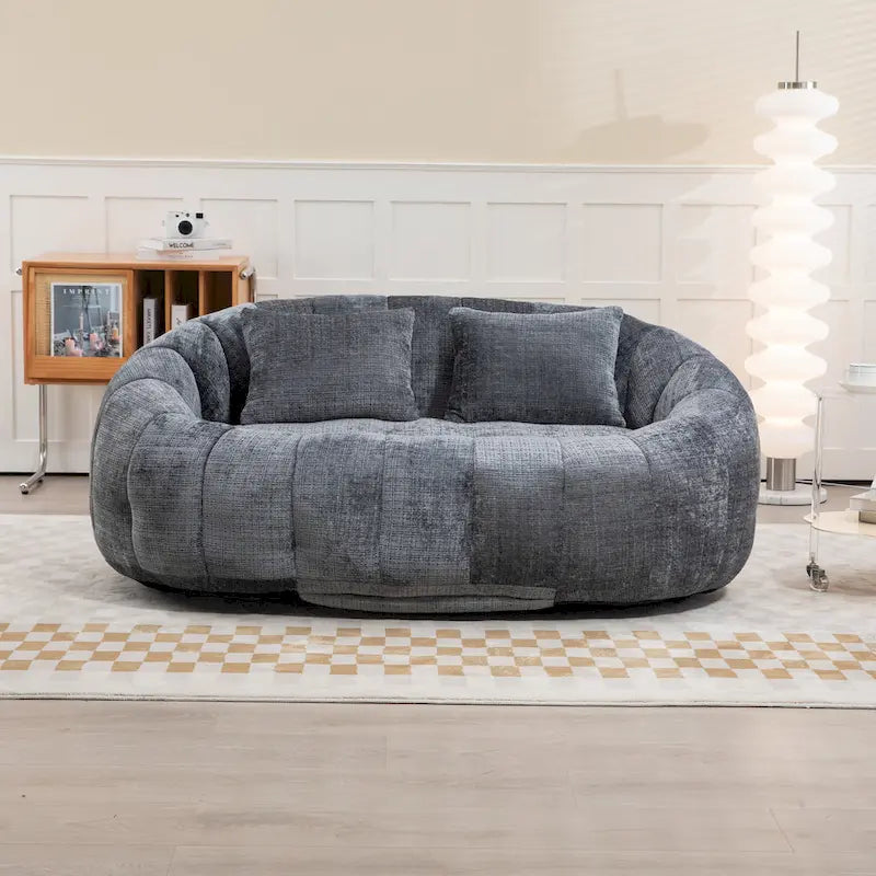 Causeuse transat en chenille gris moderne 59