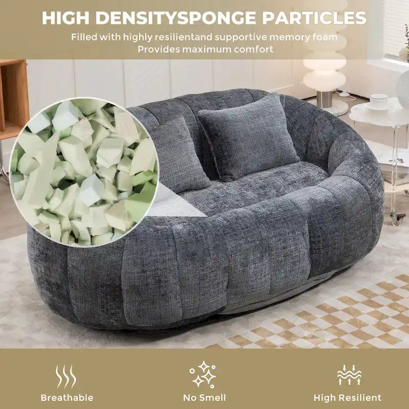 Causeuse transat en chenille gris moderne 59
