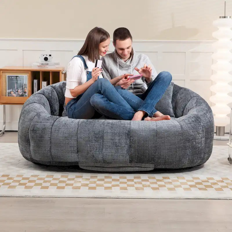 Causeuse transat en chenille gris moderne 59