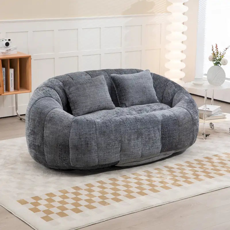 Causeuse transat en chenille gris moderne 59