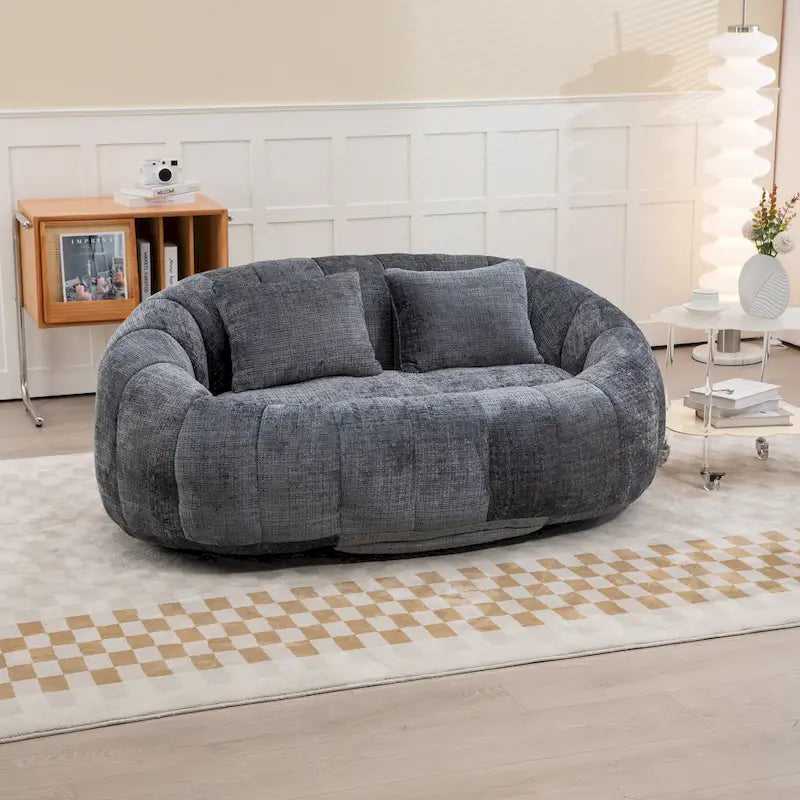 Causeuse transat en chenille gris moderne 59