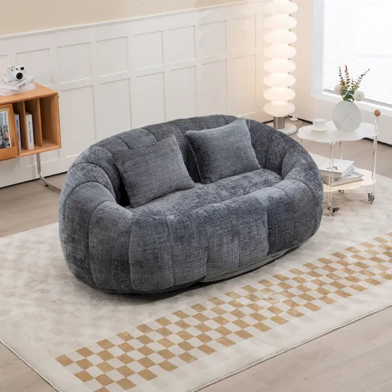 Causeuse transat en chenille gris moderne 59