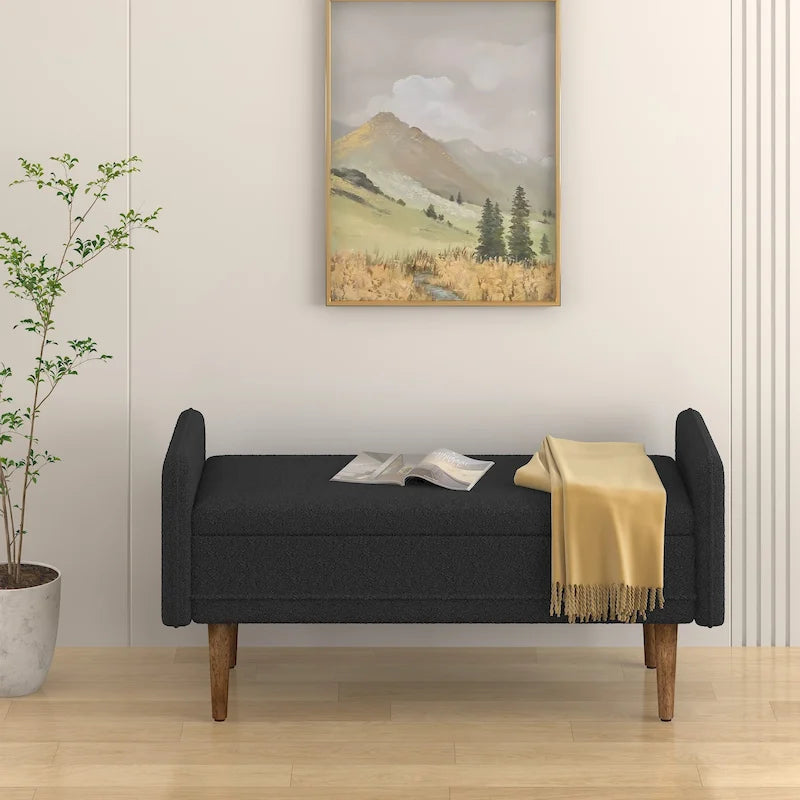 Tabouret de rangement en velours Teddy de conception moderne, Bancs de chambre