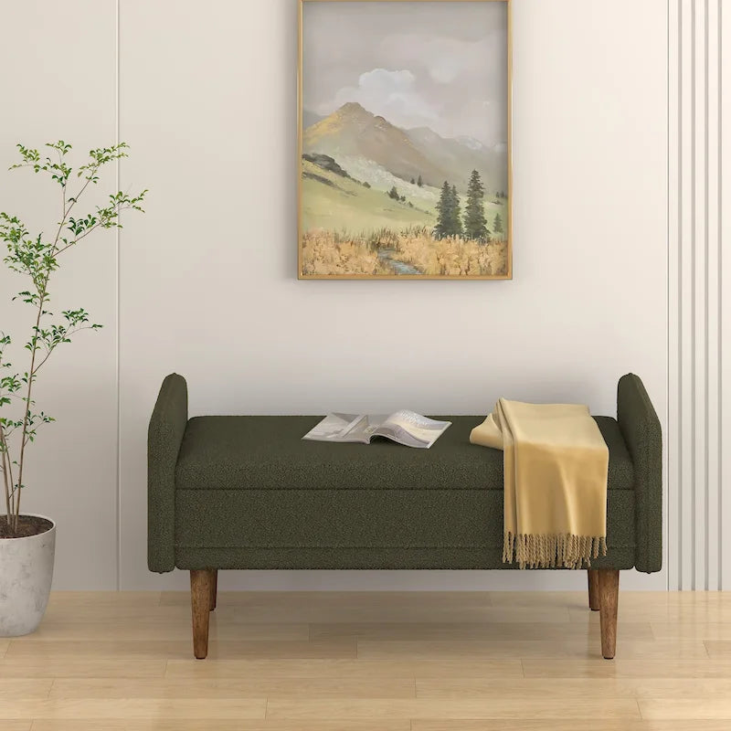 Tabouret de rangement en velours Teddy de conception moderne, Bancs de chambre