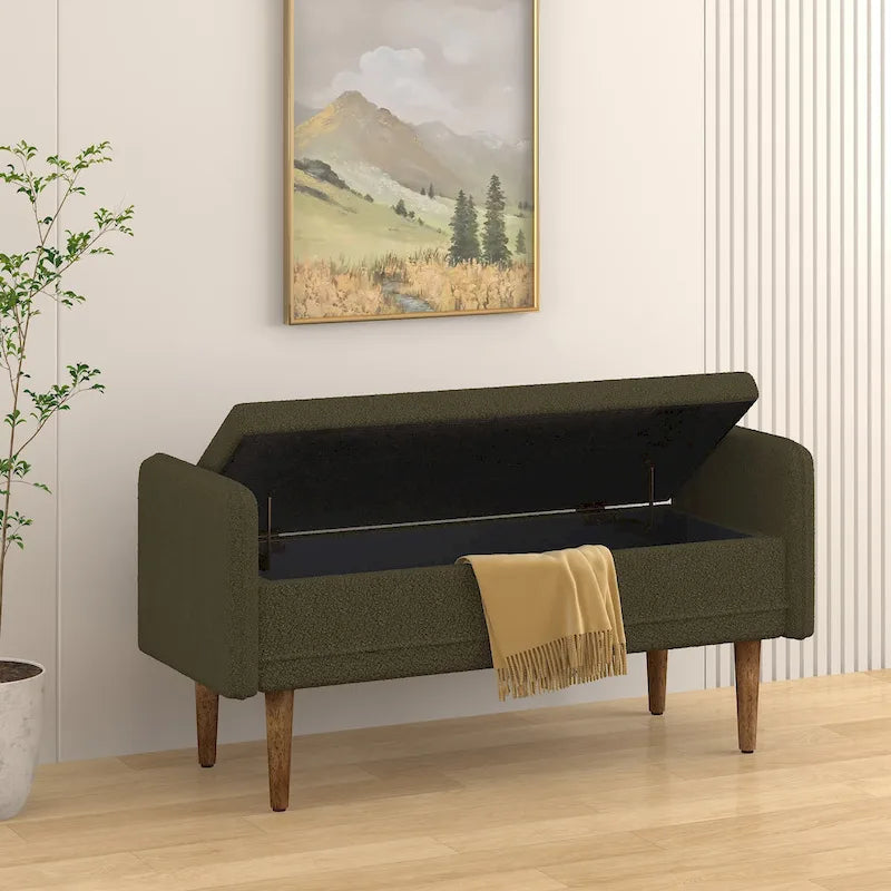 Tabouret de rangement en velours Teddy de conception moderne, Bancs de chambre