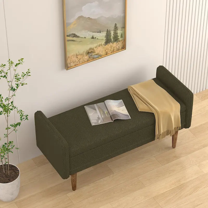 Tabouret de rangement en velours Teddy de conception moderne, Bancs de chambre
