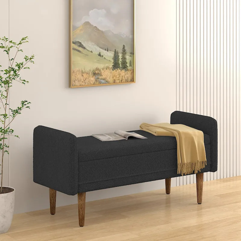 Tabouret de rangement en velours Teddy de conception moderne, Bancs de chambre