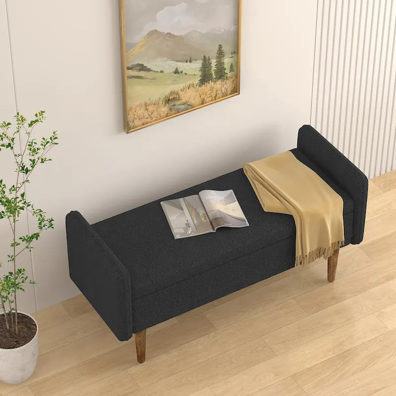 Tabouret de rangement en velours Teddy de conception moderne, Bancs de chambre
