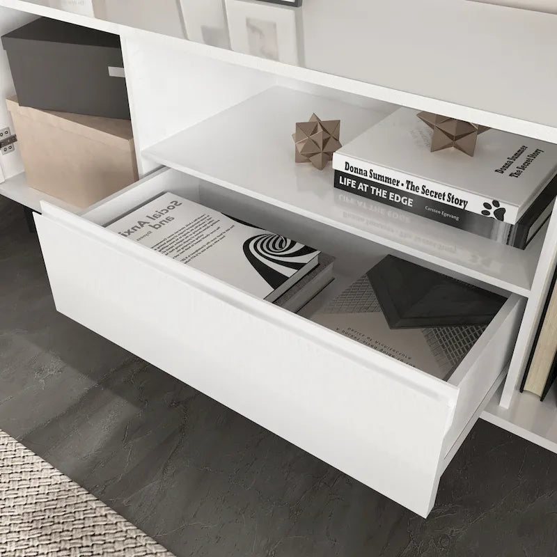 Meuble TV console moderne laqué, Meuble TV, Meuble TV avec étagères de rangement, Meuble TV pour salon, chambre à coucher