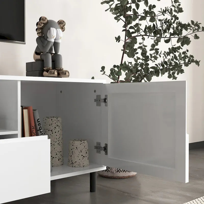 Meuble TV console moderne laqué, Meuble TV, Meuble TV avec étagères de rangement, Meuble TV pour salon, chambre à coucher