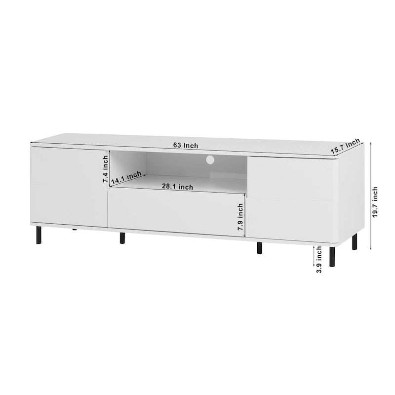 Meuble TV console moderne laqué, Meuble TV, Meuble TV avec étagères de rangement, Meuble TV pour salon, chambre à coucher