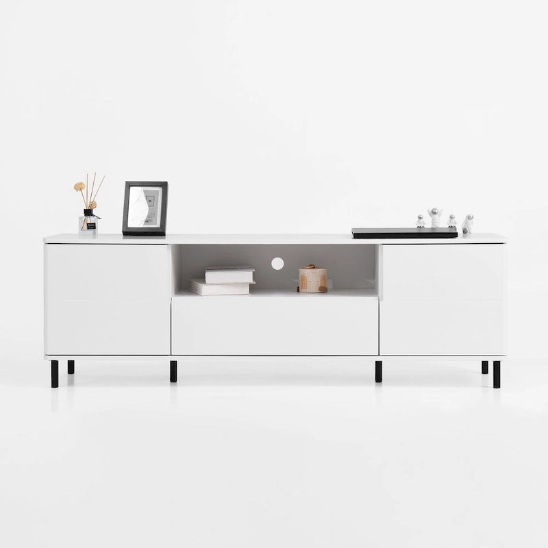 Meuble TV console moderne laqué, Meuble TV, Meuble TV avec étagères de rangement, Meuble TV pour salon, chambre à coucher