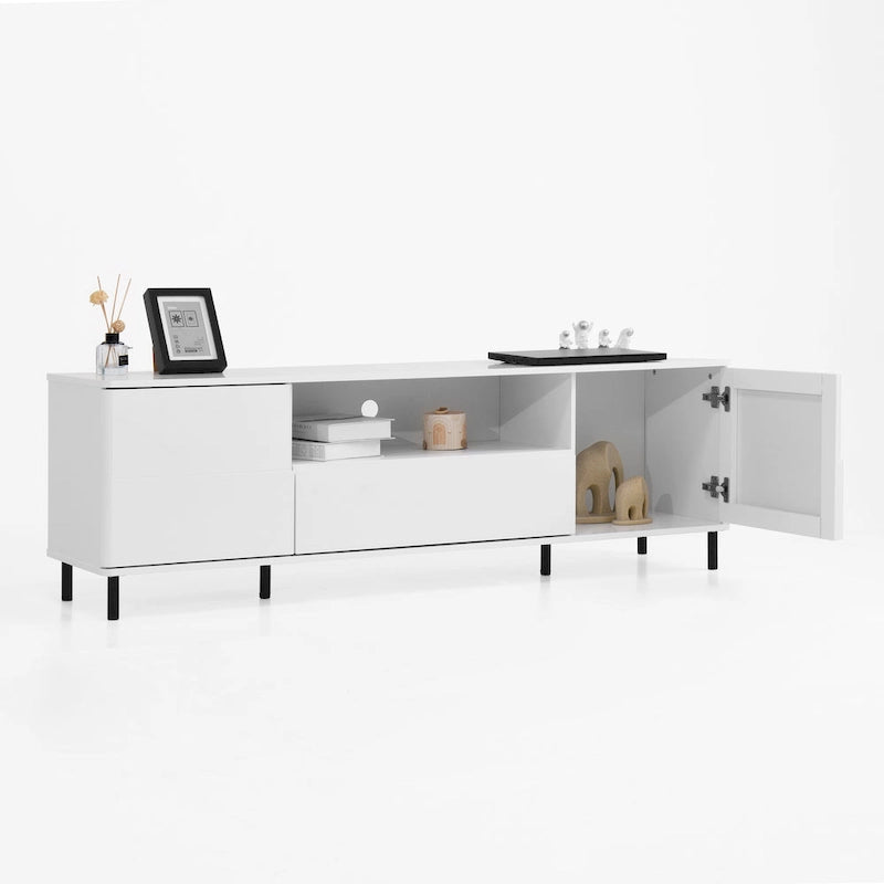 Meuble TV console moderne laqué, Meuble TV, Meuble TV avec étagères de rangement, Meuble TV pour salon, chambre à coucher