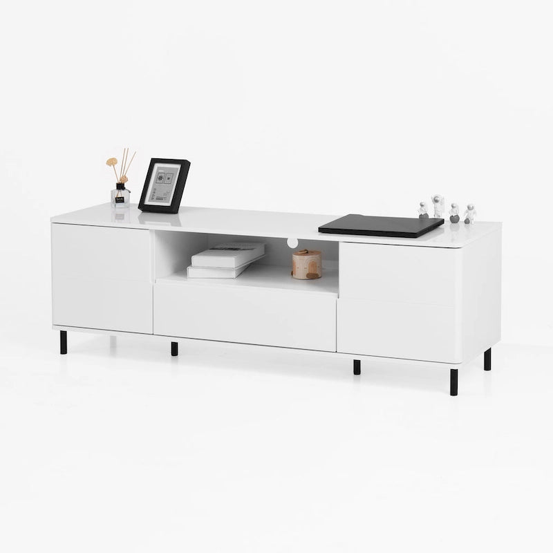 Meuble TV console moderne laqué, Meuble TV, Meuble TV avec étagères de rangement, Meuble TV pour salon, chambre à coucher