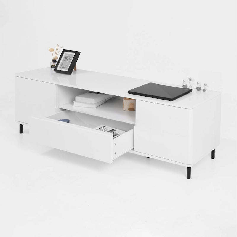 Meuble TV console moderne laqué, Meuble TV, Meuble TV avec étagères de rangement, Meuble TV pour salon, chambre à coucher
