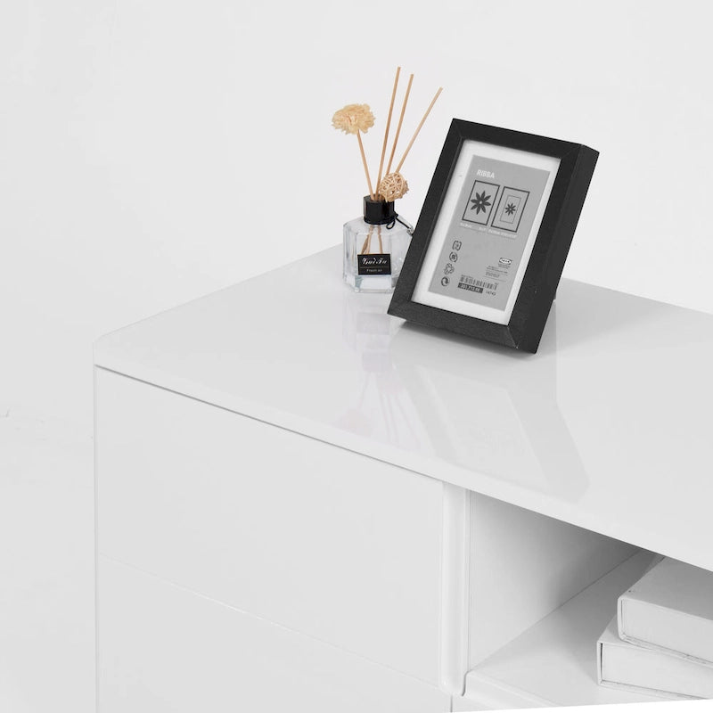 Meuble TV console moderne laqué, Meuble TV, Meuble TV avec étagères de rangement, Meuble TV pour salon, chambre à coucher