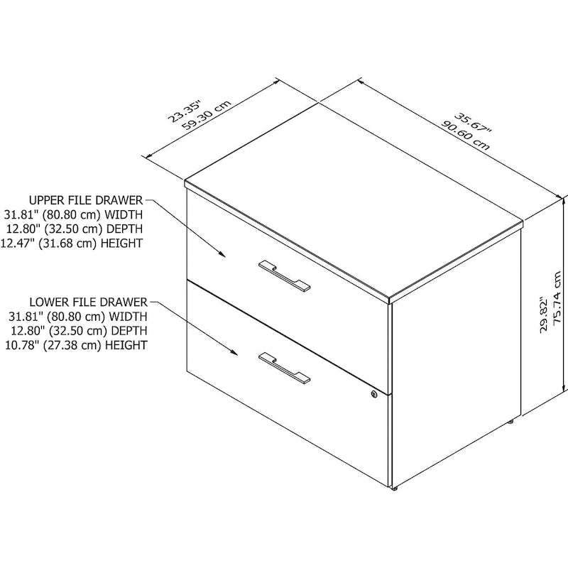Classeur latéral à 2 tiroirs - 36L x 24P x 30H