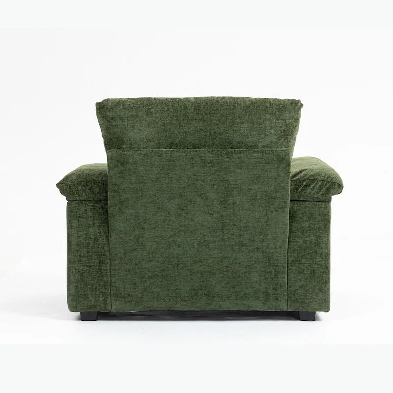 Fauteuil-lit surdimensionné en chenille avec pouf, rangement et chargement USB