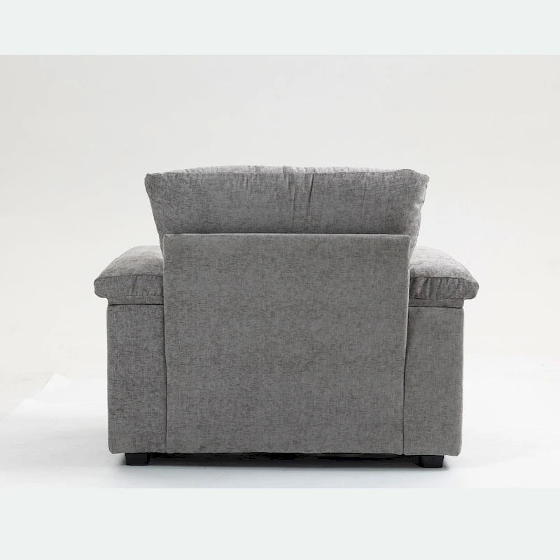 Fauteuil-lit surdimensionné en chenille avec pouf, rangement et chargement USB