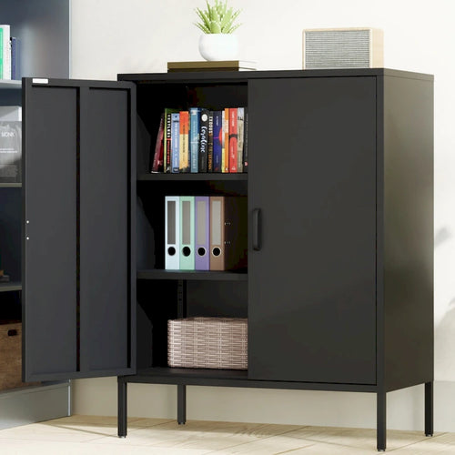 40 Inches High Metal Storage Locker, Comes With 2 Doors And Suitable For Homes, Offices And Coffee Bars