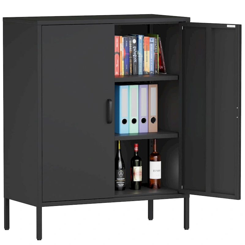Casier de rangement métallique de 101,6 cm de haut, avec 2 portes, adapté aux maisons, bureaux et cafés.