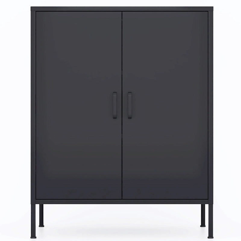 Casier de rangement métallique de 101,6 cm de haut, avec 2 portes, adapté aux maisons, bureaux et cafés.
