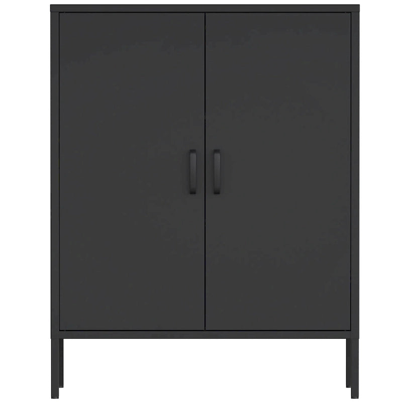 Casier de rangement métallique de 101,6 cm de haut, avec 2 portes, adapté aux maisons, bureaux et cafés.