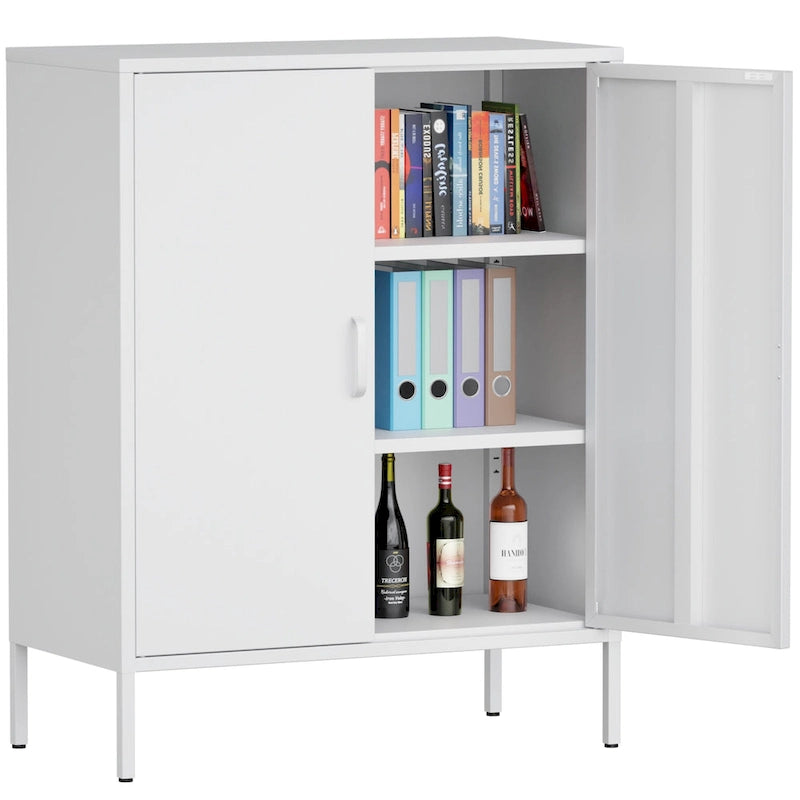 Casier de rangement métallique de 101,6 cm de haut, avec 2 portes, adapté aux maisons, bureaux et cafés.