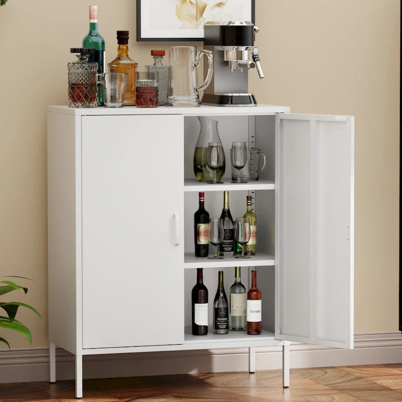 Casier de rangement métallique de 101,6 cm de haut, avec 2 portes, adapté aux maisons, bureaux et cafés.