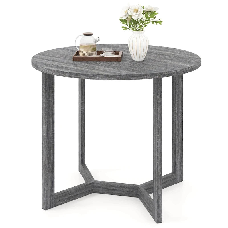 Table à manger ronde en bois de 36 po pour 2 à 4 personnes avec piédestal en forme d'aile