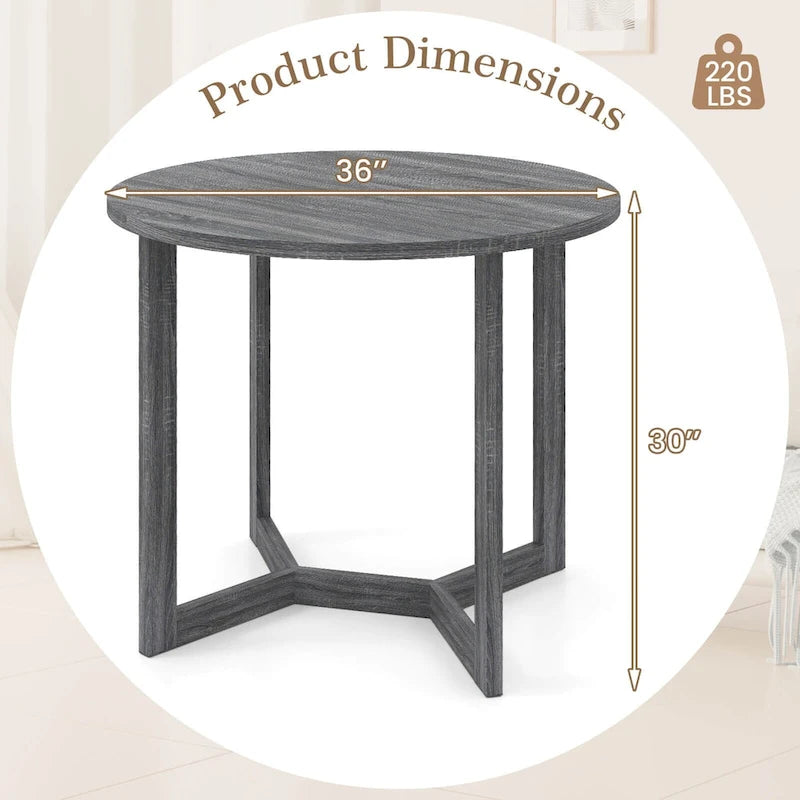 Table à manger ronde en bois de 36 po pour 2 à 4 personnes avec piédestal en forme d'aile