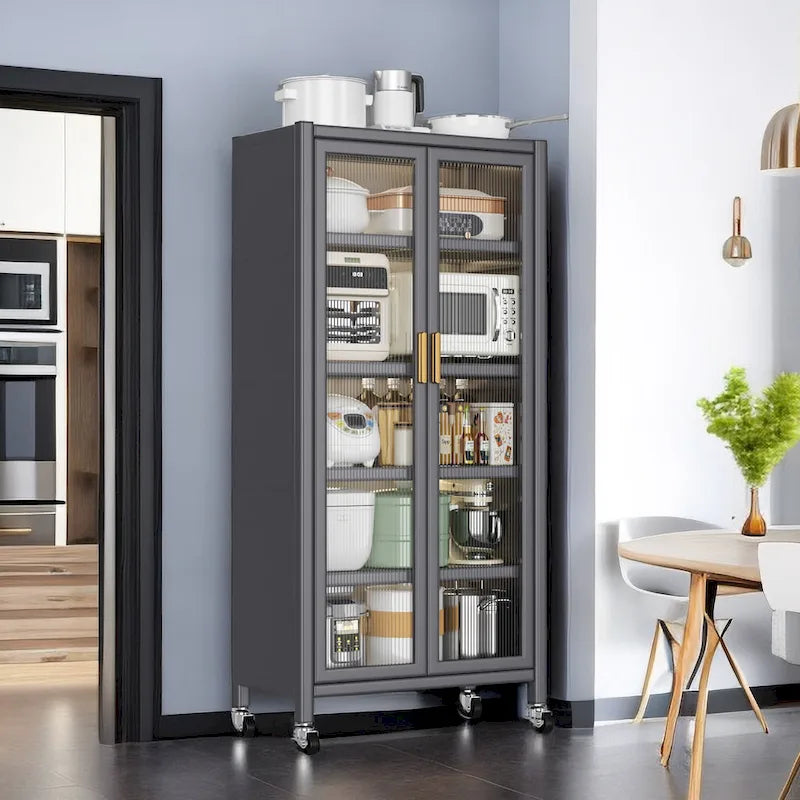 Étagère de cuisine ouverte du sol au plafond, meuble de rangement à plusieurs niveaux pour four à micro-ondes et bols domestiques (tabouret non inclus)