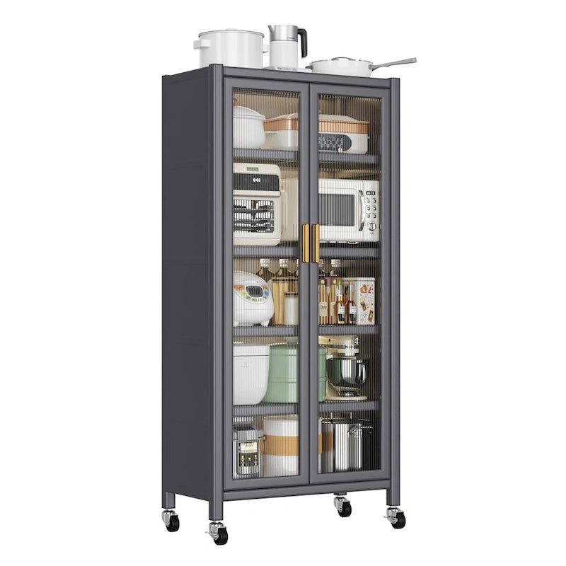 Étagère de cuisine ouverte du sol au plafond, meuble de rangement à plusieurs niveaux pour four à micro-ondes et bols domestiques (tabouret non inclus)
