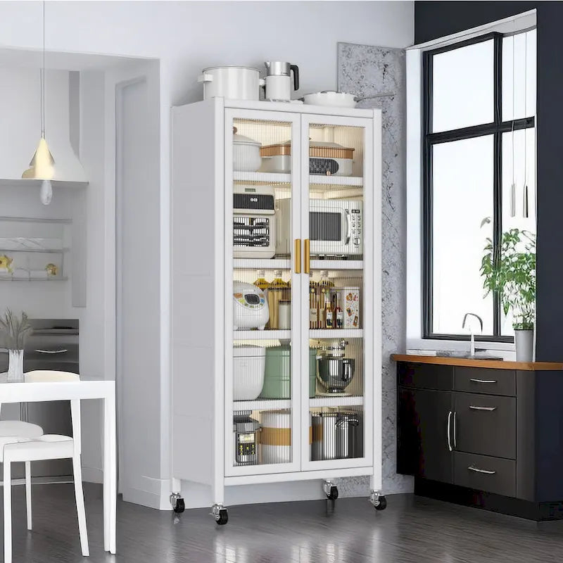 Étagère de cuisine ouverte du sol au plafond, meuble de rangement à plusieurs niveaux pour four à micro-ondes et bols domestiques (tabouret non inclus)