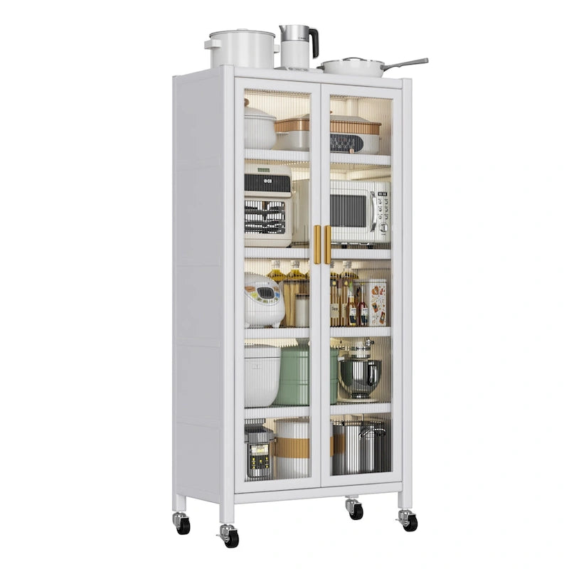 Étagère de cuisine ouverte du sol au plafond, meuble de rangement à plusieurs niveaux pour four à micro-ondes et bols domestiques (tabouret non inclus)