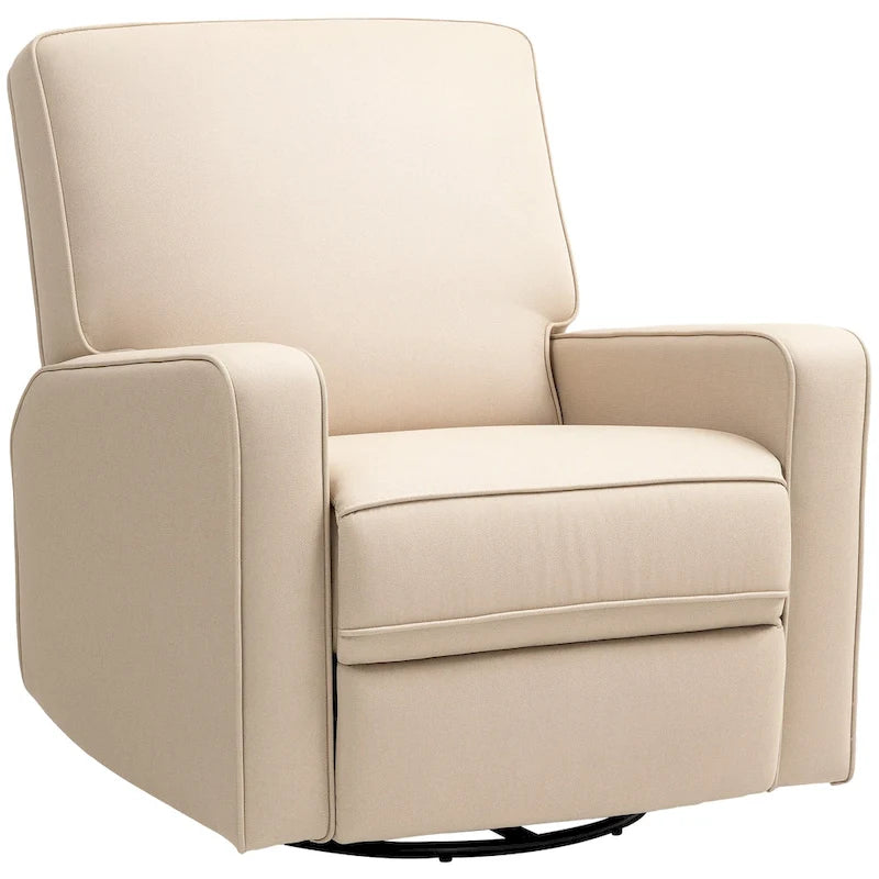 Fauteuil inclinable manuel pour adultes, inclinable pivotant et réglable, fauteuil à bascule planeur en tissu respirant, beige