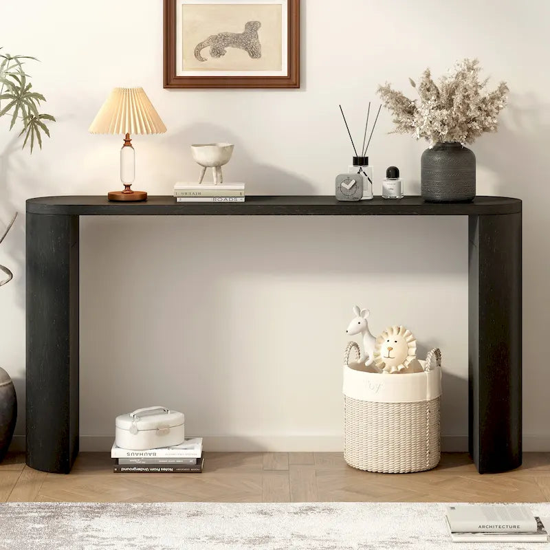 Table de porche multifonctionnelle au style moderne et simple, avec pieds semi-cylindriques