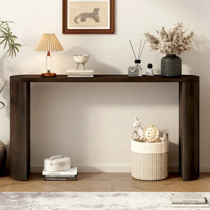 Table de porche multifonctionnelle au style moderne et simple, avec pieds semi-cylindriques
