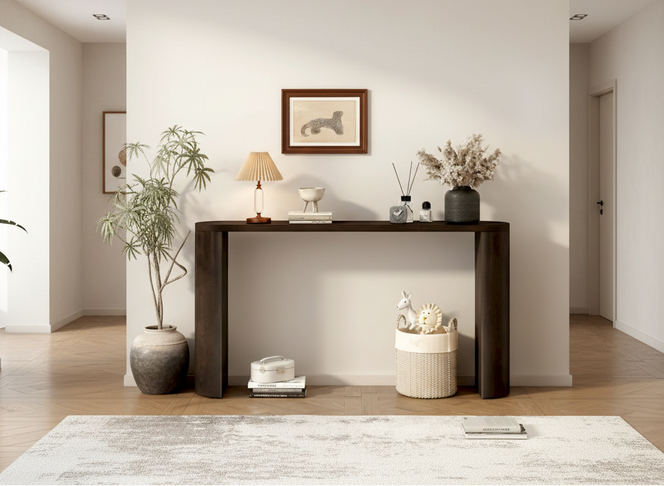 Simple Modern Style Multi-functional Use Porch Table with Semi-cylindrical Leg Design