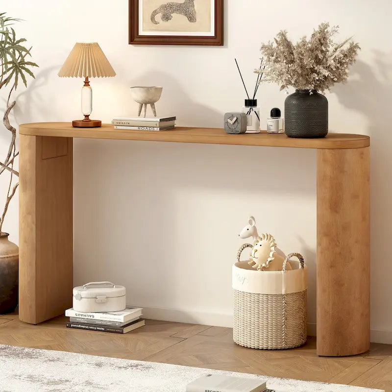 Table de porche multifonctionnelle au style moderne et simple, avec pieds semi-cylindriques