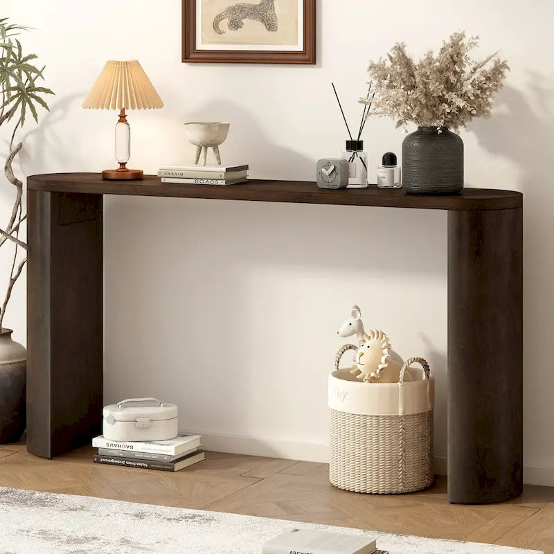 Table de porche multifonctionnelle au style moderne et simple, avec pieds semi-cylindriques