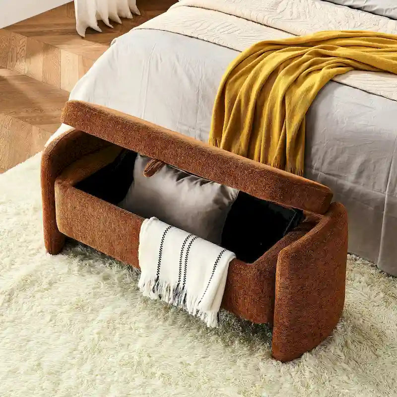 Banc de rangement ottoman ovale