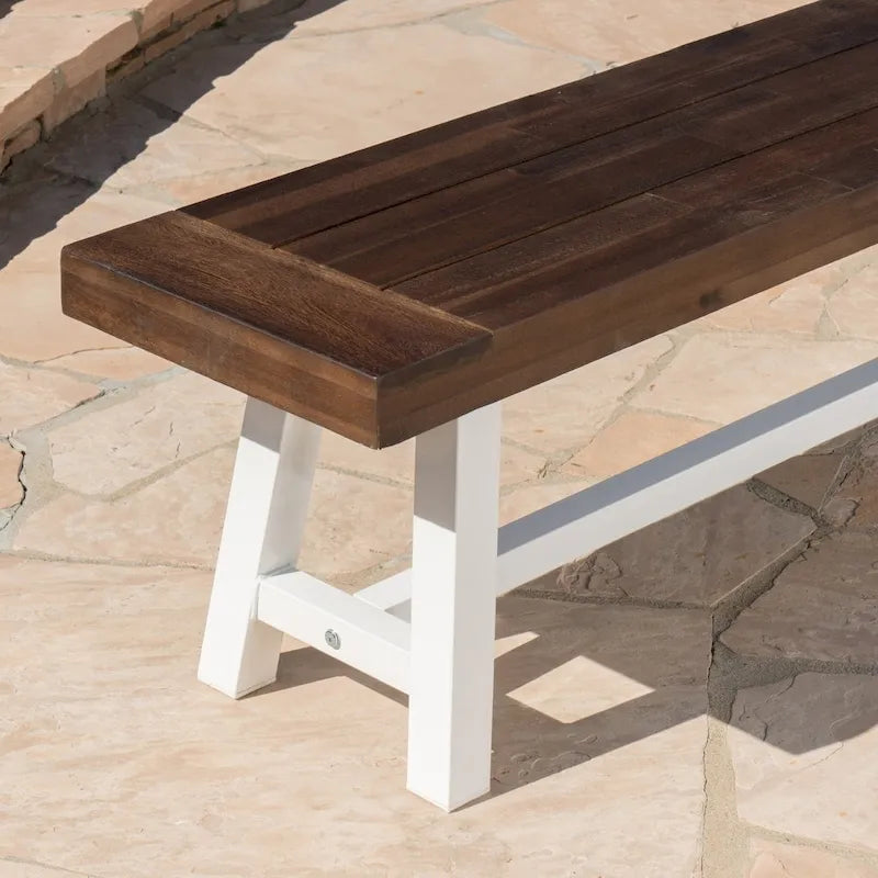 Banc de salle à manger pique-nique en bois d'acacia rectangulaire de style ferme