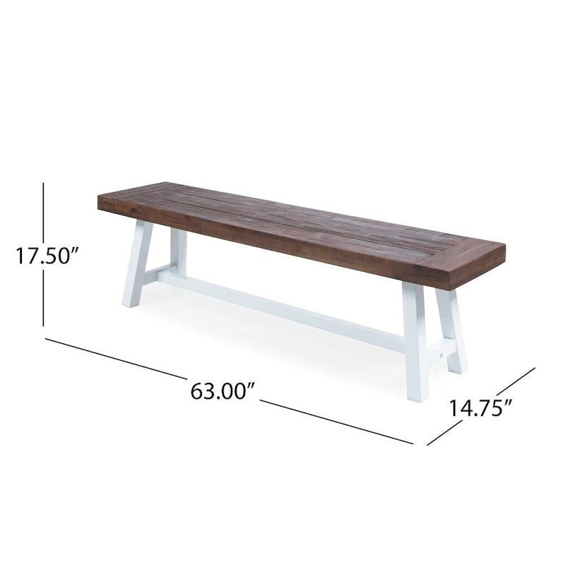 Banc de salle à manger pique-nique en bois d'acacia rectangulaire de style ferme