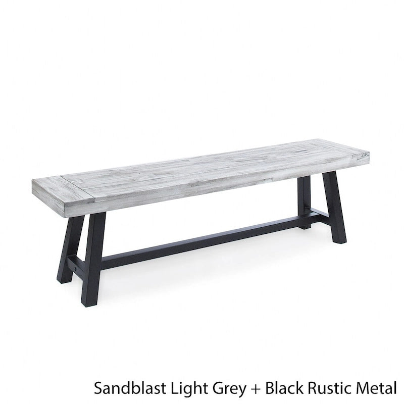 Banc de salle à manger pique-nique en bois d'acacia rectangulaire de style ferme
