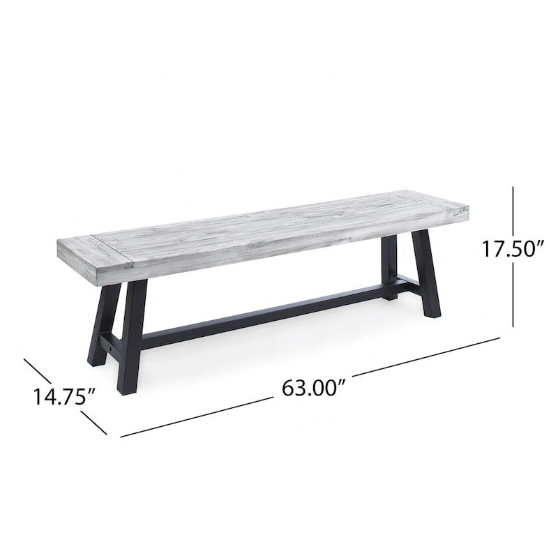 Banc de salle à manger pique-nique en bois d'acacia rectangulaire de style ferme