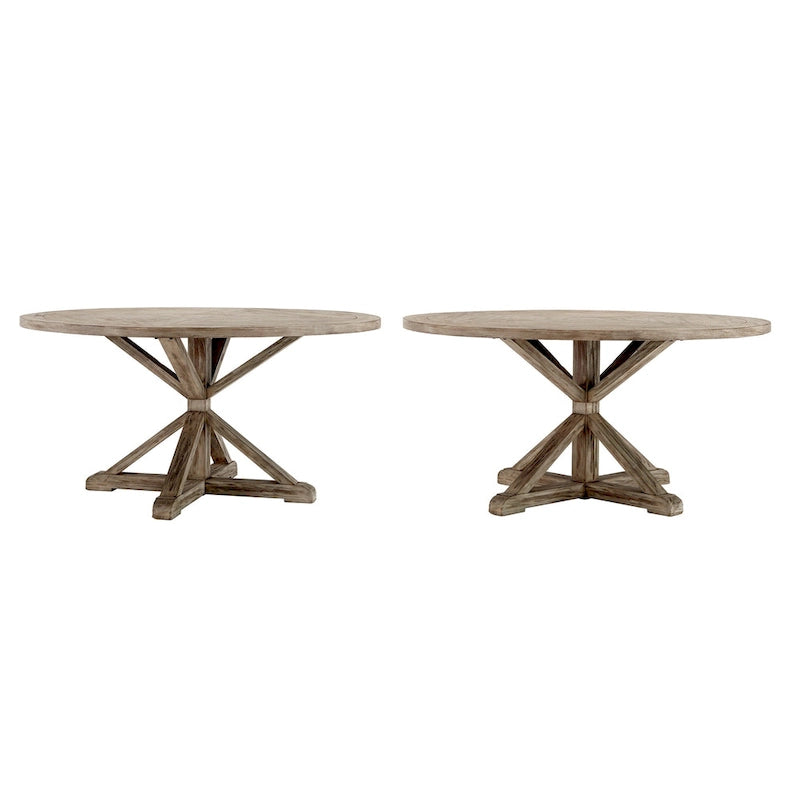 Table de salle à manger ronde Krakova Rustic avec base en X en pin
