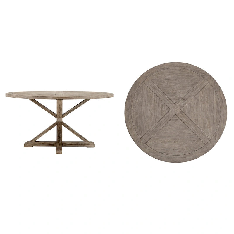 Table de salle à manger ronde Krakova Rustic avec base en X en pin