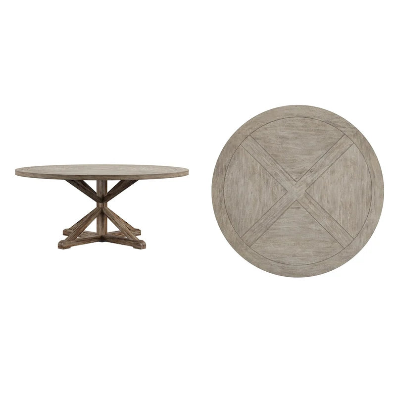 Table de salle à manger ronde Krakova Rustic avec base en X en pin